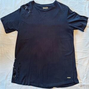Sean John Distressed Black Short Sleeve Tee